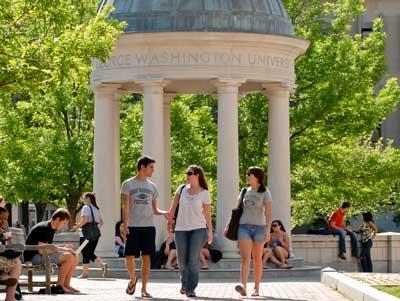students walking on campus