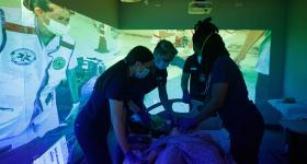 GW Nursing students working in Simulation Center